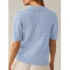 imageANRABESS Womens Short Sleeve Sweaters Tops Polo V Neck Cable Knit Casual Soft Pullover Shirts 2025 Summer OutfitsLight Blue