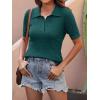 imageANRABESS Womens Short Sleeve Sweaters Tops Polo V Neck Cable Knit Casual Soft Pullover Shirts 2025 Summer OutfitsOpal Green