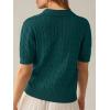 imageANRABESS Womens Short Sleeve Sweaters Tops Polo V Neck Cable Knit Casual Soft Pullover Shirts 2025 Summer OutfitsOpal Green