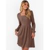 imageANRABESS Womens Square Neck Long Sleeve Fall Dress Casual Ribbed Knit Soft 2025 Trendy Short Sweater Dresses with PocketsBrown