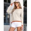 imageANRABESS Womens Striped Sweaters Long Sleeve Top Crewneck Color Block Casual Loose Knitted Pullover Shirts 2025 Fall OutfitsApricot White Orange