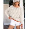 imageANRABESS Womens Striped Sweaters Long Sleeve Top Crewneck Color Block Casual Loose Knitted Pullover Shirts 2025 Fall OutfitsApricot White Orange