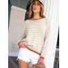 imageANRABESS Womens Striped Sweaters Long Sleeve Top Crewneck Color Block Casual Loose Knitted Pullover Shirts 2025 Fall OutfitsApricot White Orange