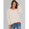 imageANRABESS Womens Striped Sweaters Long Sleeve Top Crewneck Color Block Casual Loose Knitted Pullover Shirts 2025 Fall OutfitsApricot White Orange