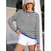 imageANRABESS Womens Striped Sweaters Long Sleeve Top Crewneck Color Block Casual Loose Knitted Pullover Shirts 2025 Fall OutfitsBlack White Blue