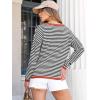 imageANRABESS Womens Striped Sweaters Long Sleeve Top Crewneck Color Block Casual Loose Knitted Pullover Shirts 2025 Fall OutfitsBlack White Orange