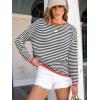 imageANRABESS Womens Striped Sweaters Long Sleeve Top Crewneck Color Block Casual Loose Knitted Pullover Shirts 2025 Fall OutfitsBlack White Orange