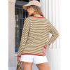imageANRABESS Womens Striped Sweaters Long Sleeve Top Crewneck Color Block Casual Loose Knitted Pullover Shirts 2025 Fall OutfitsBrown White Orange