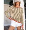 imageANRABESS Womens Striped Sweaters Long Sleeve Top Crewneck Color Block Casual Loose Knitted Pullover Shirts 2025 Fall OutfitsBrown White Orange