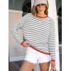 imageANRABESS Womens Striped Sweaters Long Sleeve Top Crewneck Color Block Casual Loose Knitted Pullover Shirts 2025 Fall OutfitsGrey White Orange