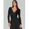 imageANRABESS Womens Wrap Midi Sweater Dresses Long Sleeve V Neck Ribbed Knit Bodycon High Waist Pleated ALine Dress 2025 TrendyBlack
