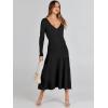imageANRABESS Womens Wrap Midi Sweater Dresses Long Sleeve V Neck Ribbed Knit Bodycon High Waist Pleated ALine Dress 2025 TrendyBlack