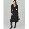 imageANRABESS Womens Wrap Midi Sweater Dresses Long Sleeve V Neck Ribbed Knit Bodycon High Waist Pleated ALine Dress 2025 TrendyBlack