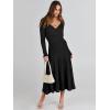 imageANRABESS Womens Wrap Midi Sweater Dresses Long Sleeve V Neck Ribbed Knit Bodycon High Waist Pleated ALine Dress 2025 TrendyBlack