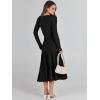imageANRABESS Womens Wrap Midi Sweater Dresses Long Sleeve V Neck Ribbed Knit Bodycon High Waist Pleated ALine Dress 2025 TrendyBlack
