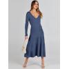 imageANRABESS Womens Wrap Midi Sweater Dresses Long Sleeve V Neck Ribbed Knit Bodycon High Waist Pleated ALine Dress 2025 TrendyDeep Blue