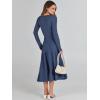 imageANRABESS Womens Wrap Midi Sweater Dresses Long Sleeve V Neck Ribbed Knit Bodycon High Waist Pleated ALine Dress 2025 TrendyDeep Blue