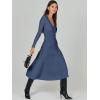 imageANRABESS Womens Wrap Midi Sweater Dresses Long Sleeve V Neck Ribbed Knit Bodycon High Waist Pleated ALine Dress 2025 TrendyDeep Blue
