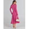 imageANRABESS Womens Wrap Midi Sweater Dresses Long Sleeve V Neck Ribbed Knit Bodycon High Waist Pleated ALine Dress 2025 TrendyHot Pink