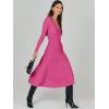 imageANRABESS Womens Wrap Midi Sweater Dresses Long Sleeve V Neck Ribbed Knit Bodycon High Waist Pleated ALine Dress 2025 TrendyHot Pink