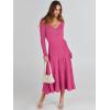 imageANRABESS Womens Wrap Midi Sweater Dresses Long Sleeve V Neck Ribbed Knit Bodycon High Waist Pleated ALine Dress 2025 TrendyHot Pink