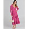 imageANRABESS Womens Wrap Midi Sweater Dresses Long Sleeve V Neck Ribbed Knit Bodycon High Waist Pleated ALine Dress 2025 TrendyHot Pink