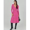 imageANRABESS Womens Wrap Midi Sweater Dresses Long Sleeve V Neck Ribbed Knit Bodycon High Waist Pleated ALine Dress 2025 TrendyHot Pink