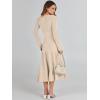 imageANRABESS Womens Wrap Midi Sweater Dresses Long Sleeve V Neck Ribbed Knit Bodycon High Waist Pleated ALine Dress 2025 TrendyKhaki