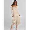 imageANRABESS Womens Wrap Midi Sweater Dresses Long Sleeve V Neck Ribbed Knit Bodycon High Waist Pleated ALine Dress 2025 TrendyKhaki