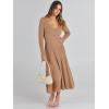 imageANRABESS Womens Wrap Midi Sweater Dresses Long Sleeve V Neck Ribbed Knit Bodycon High Waist Pleated ALine Dress 2025 TrendyLight Camel