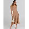 imageANRABESS Womens Wrap Midi Sweater Dresses Long Sleeve V Neck Ribbed Knit Bodycon High Waist Pleated ALine Dress 2025 TrendyLight Camel