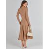 imageANRABESS Womens Wrap Midi Sweater Dresses Long Sleeve V Neck Ribbed Knit Bodycon High Waist Pleated ALine Dress 2025 TrendyLight Camel