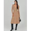 imageANRABESS Womens Wrap Midi Sweater Dresses Long Sleeve V Neck Ribbed Knit Bodycon High Waist Pleated ALine Dress 2025 TrendyLight Camel