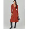 imageANRABESS Womens Wrap Midi Sweater Dresses Long Sleeve V Neck Ribbed Knit Bodycon High Waist Pleated ALine Dress 2025 TrendyRust Red