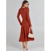 imageANRABESS Womens Wrap Midi Sweater Dresses Long Sleeve V Neck Ribbed Knit Bodycon High Waist Pleated ALine Dress 2025 TrendyRust Red