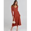 imageANRABESS Womens Wrap Midi Sweater Dresses Long Sleeve V Neck Ribbed Knit Bodycon High Waist Pleated ALine Dress 2025 TrendyRust Red