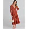 imageANRABESS Womens Wrap Midi Sweater Dresses Long Sleeve V Neck Ribbed Knit Bodycon High Waist Pleated ALine Dress 2025 TrendyRust Red