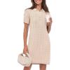 imageANRABESS Short Sleeve Sweater Dress for Women Summer Casual V Neck Cable Knit Mini Polo Dresses 2025 TrendyApricot