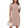 imageANRABESS Short Sleeve Sweater Dress for Women Summer Casual V Neck Cable Knit Mini Polo Dresses 2025 TrendyKhaki