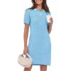 imageANRABESS Short Sleeve Sweater Dress for Women Summer Casual V Neck Cable Knit Mini Polo Dresses 2025 TrendyLight Blue