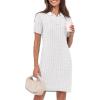 imageANRABESS Short Sleeve Sweater Dress for Women Summer Casual V Neck Cable Knit Mini Polo Dresses 2025 TrendyWhite