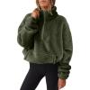 imageANRABESS Sweatshirt for Women Zip Up Hoodies Cropped Pullover Fleece Hooded Sherpa Sweaters Tops 2025 Fall Winter ClothesArmy Green