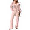imageANRABESS Women 2 Piece Outfits Sweater Lounge Sets Long Sleeve Cable Knit Pullover and Wide Leg Pants Tracksuit Matching SetPink