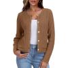 imageANRABESS Women Cardigan Sweater Dressy Casual Classic Long Sleeve Crew Neck Button Down Tweed Knit Jacket 2025 Fall OutfitsBrown