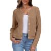 imageANRABESS Women Cardigan Sweater Dressy Casual Classic Long Sleeve Crew Neck Button Down Tweed Knit Jacket 2025 Fall OutfitsDark Khaki
