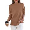 imageANRABESS Women Casual Long Sleeve Mock Funnel Neck Knit Pullover Sweater Top 2025 Fall Fashion Outfits with Exposed SeamDeep Apricot