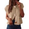 imageANRABESS Women Chunky Knit Sweater Vest Button Down Casual Sleeveless Cardigan with Pockets Spring Trendy Outfits 2025Khaki