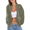 imageANRABESS Women Jackets Sweaters Long Sleeve Open Front Loose Lightweight Knit Cropped Cardigan 2025 Fall Trendy CoatsArmy Green