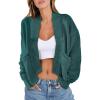 imageANRABESS Women Jackets Sweaters Long Sleeve Open Front Loose Lightweight Knit Cropped Cardigan 2025 Fall Trendy CoatsGreen