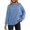 imageANRABESS Women Oversized Sweaters Batwing Long Sleeve 2025 Fall Outfits Crewneck Casual Knit Side Slit Fashion Pullover TopSmoky Blue